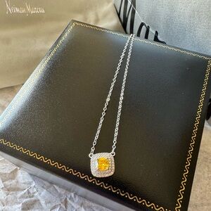 Princess Cut Canary Necklace 925 Silver $1,400